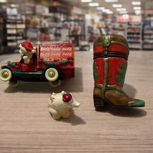 Coca-Cola Santa Truck and Boot Ornaments